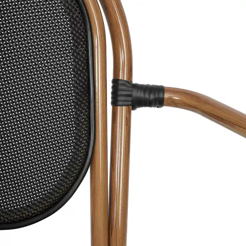 4 Pack All-Weather Commercial Paris Chairs with Arms and metal Frames - N/A