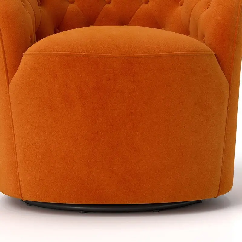 Velvet Upholstered 360 Degree Swivel Barrel Chair with Button Tufted Back