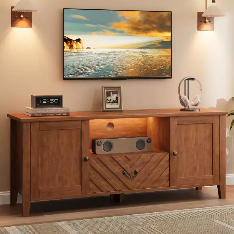 Entertainment Center with Led Lights, TV Stands with 2 Storage and 1 Drawer for Game Room, Long Television Stands for 65 Inch Tv