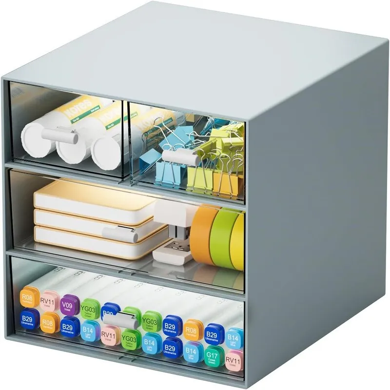 Desk Organizer with 4 Drawers - 9.05 D x 6.69 W x 2.09 H