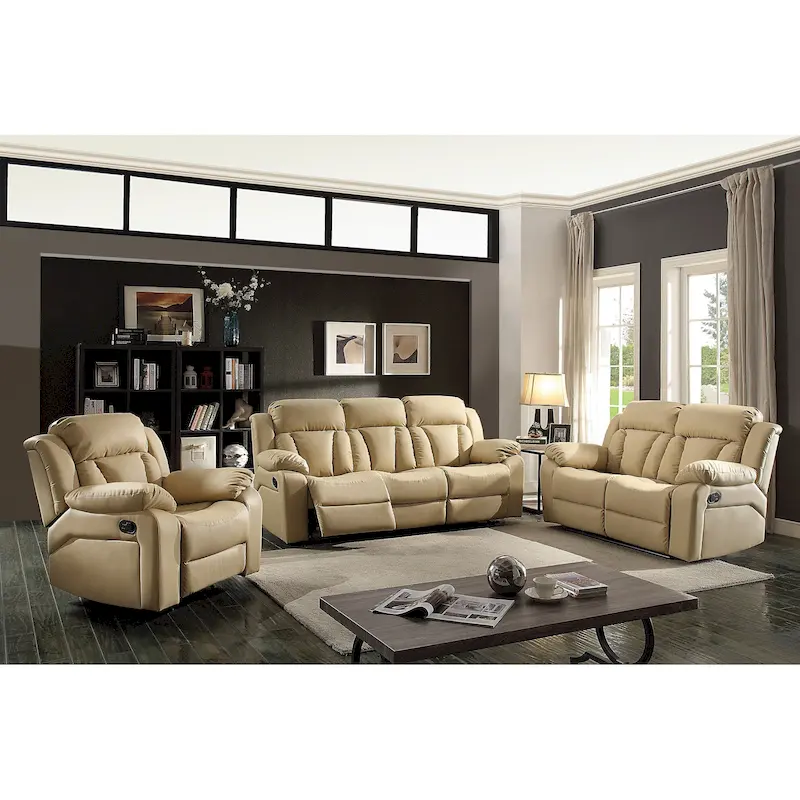 85 in. W Flared Arm Faux Leather Straight Reclining Sofa - 37L x 85W x 41H
