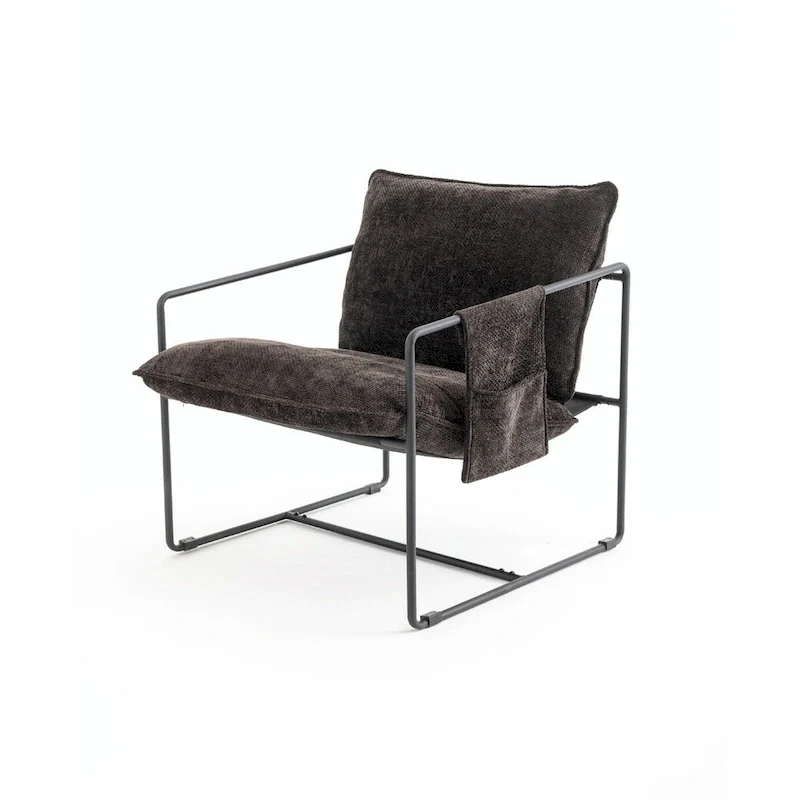 Upholstered Hanging Armchairs with Arm Pockets, Metal Frame