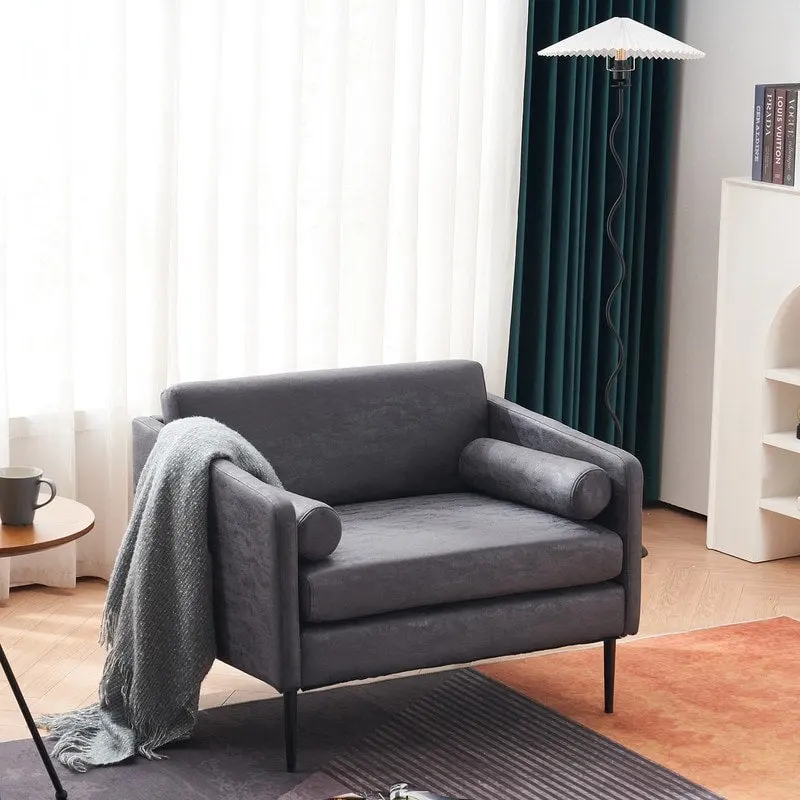 1.5 Seats Foil Fabric Surrounding Accent Chair with Pillow Indoor Circle Chair