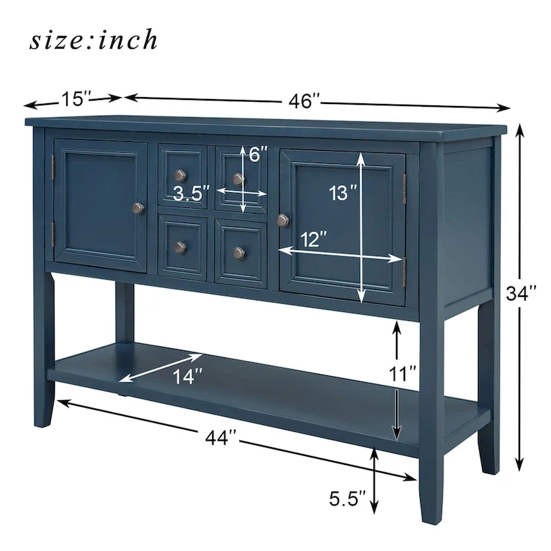 Buffet Sideboard Console Table with Bottom Shelf