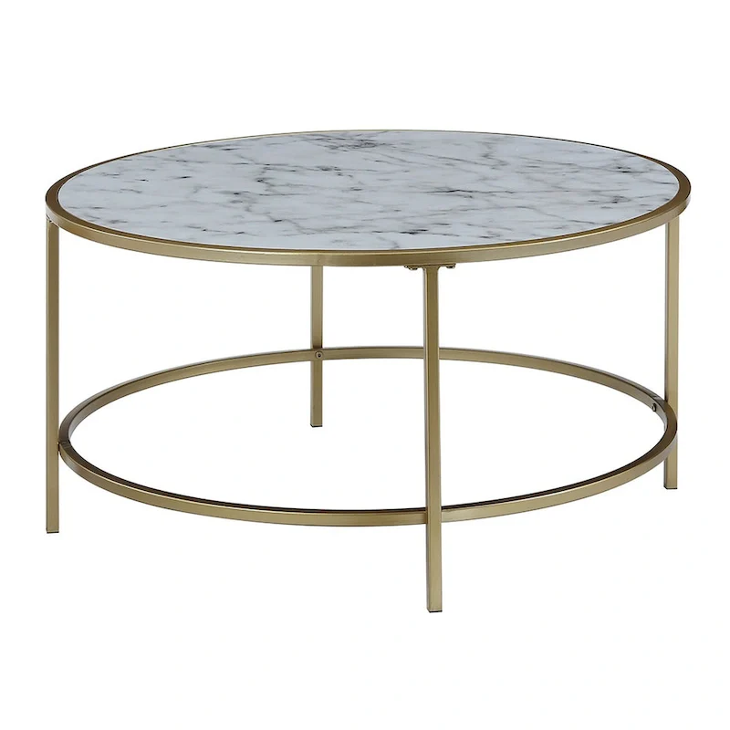 Convenience Concepts Gold Coast Faux Marble Round Coffee Table