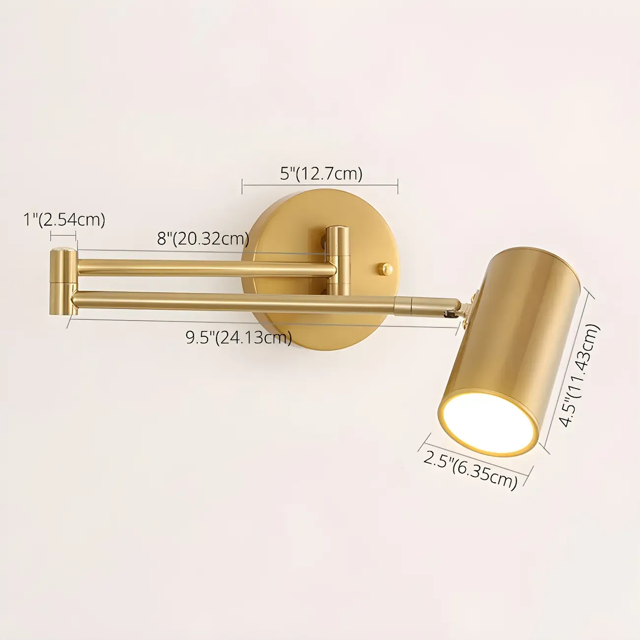 1-Light Cylindrical Metal Arm Swing Wall Light