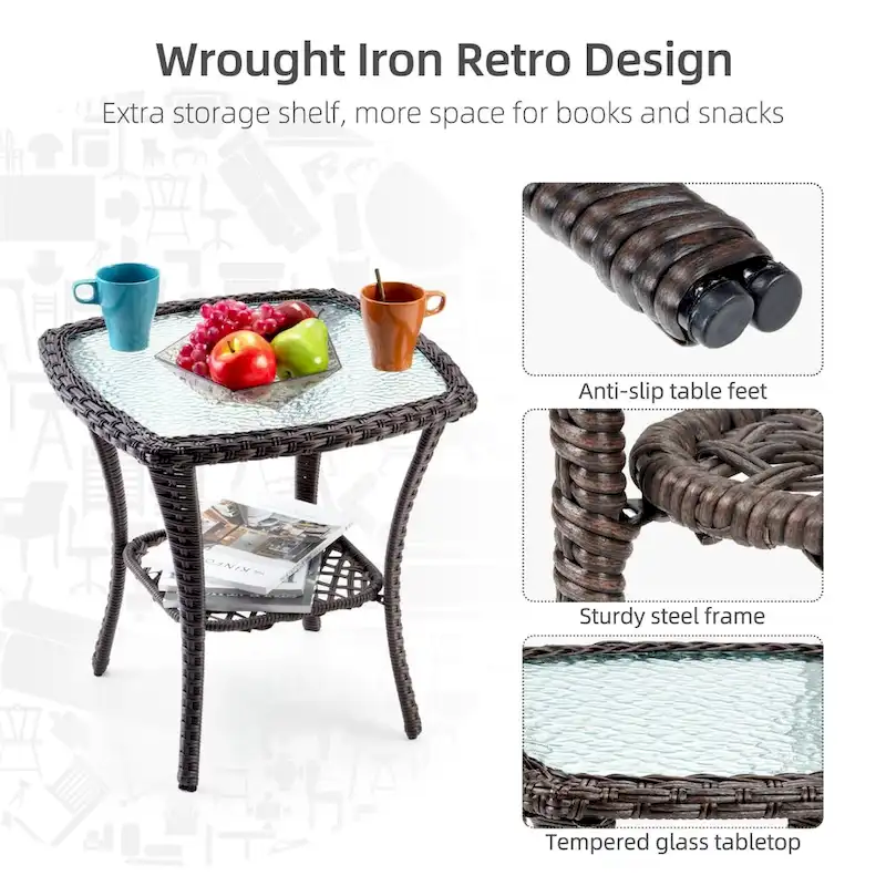 3 Pieces Rocking Wicker Bistro Set