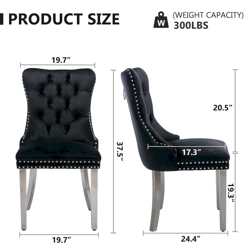 Velvet Dining Chairs Set of 2, Tufted Dining Room Chairs with Button Back, Nailhead Trim, Upholstered Kitchen Side Chairs
