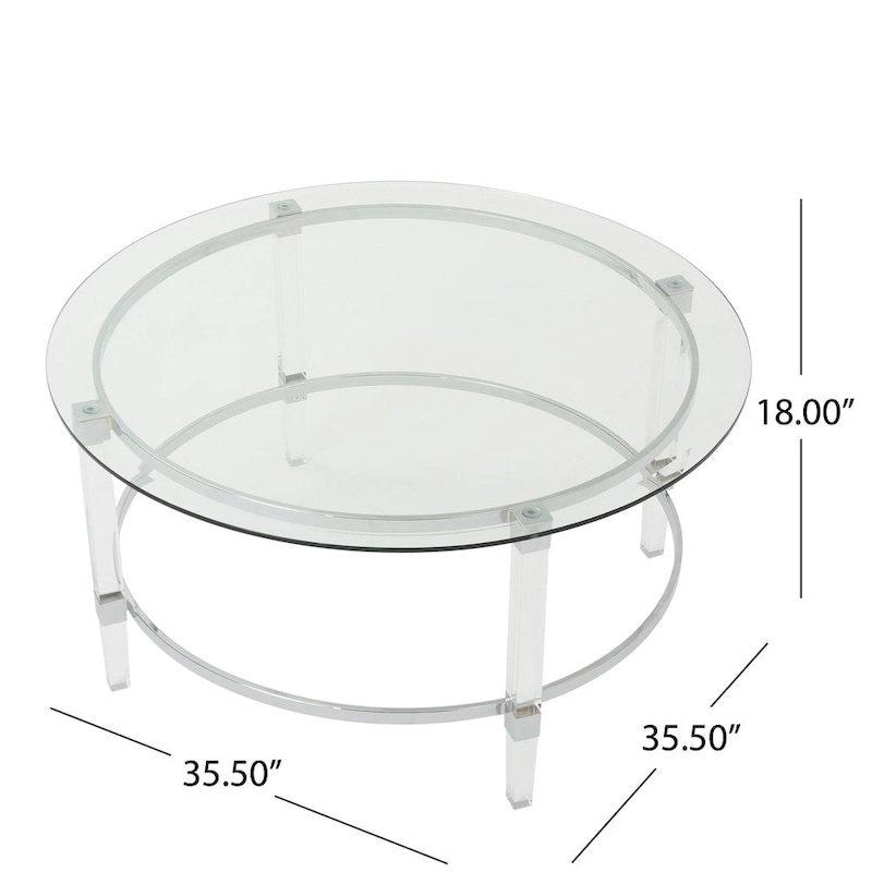 Elowen Round Glass Coffee Table by Christopher Knight Home - 35.5L x 35.5W x 18H