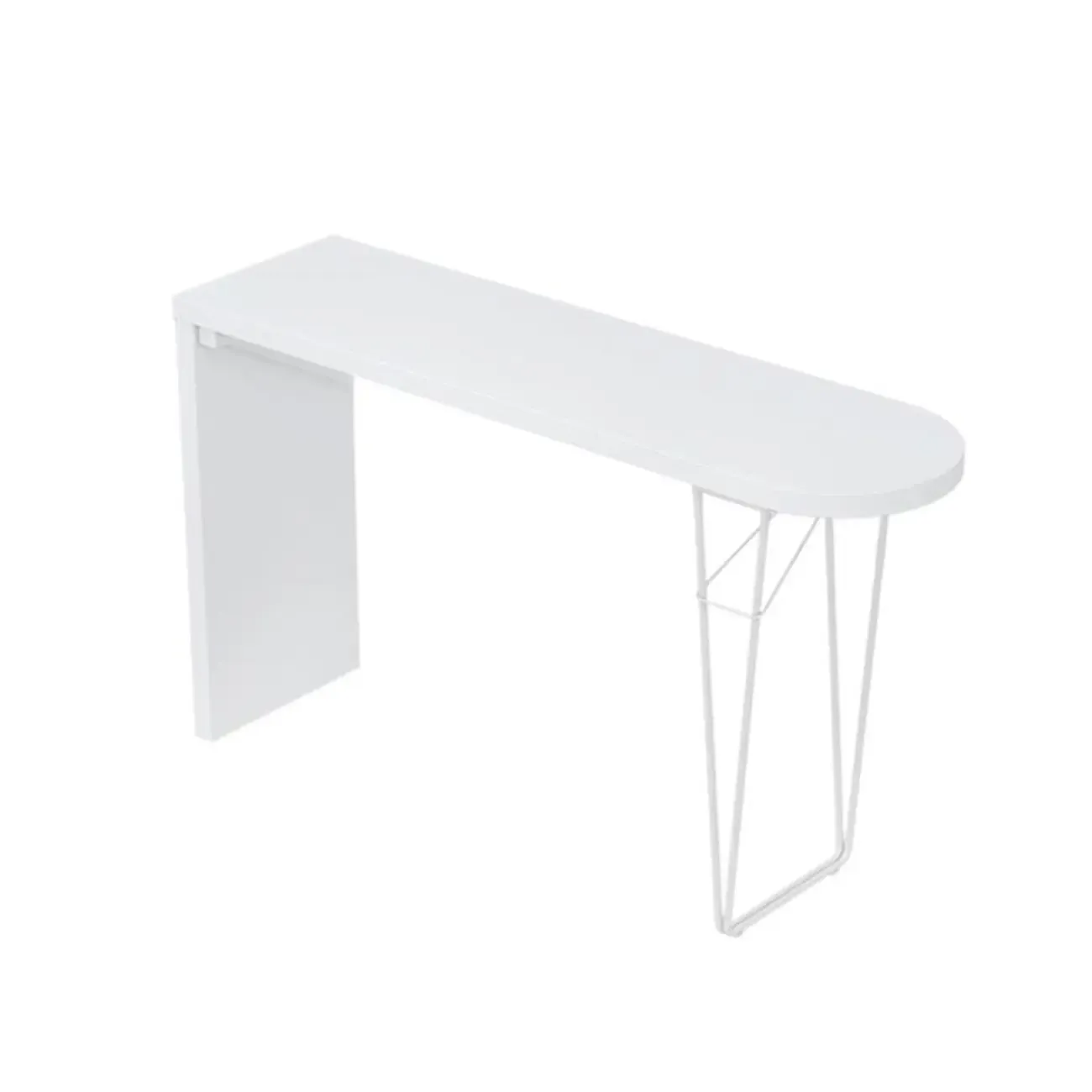 Stylish Pure White Wooden Metal Double Pedestal Bar Tables