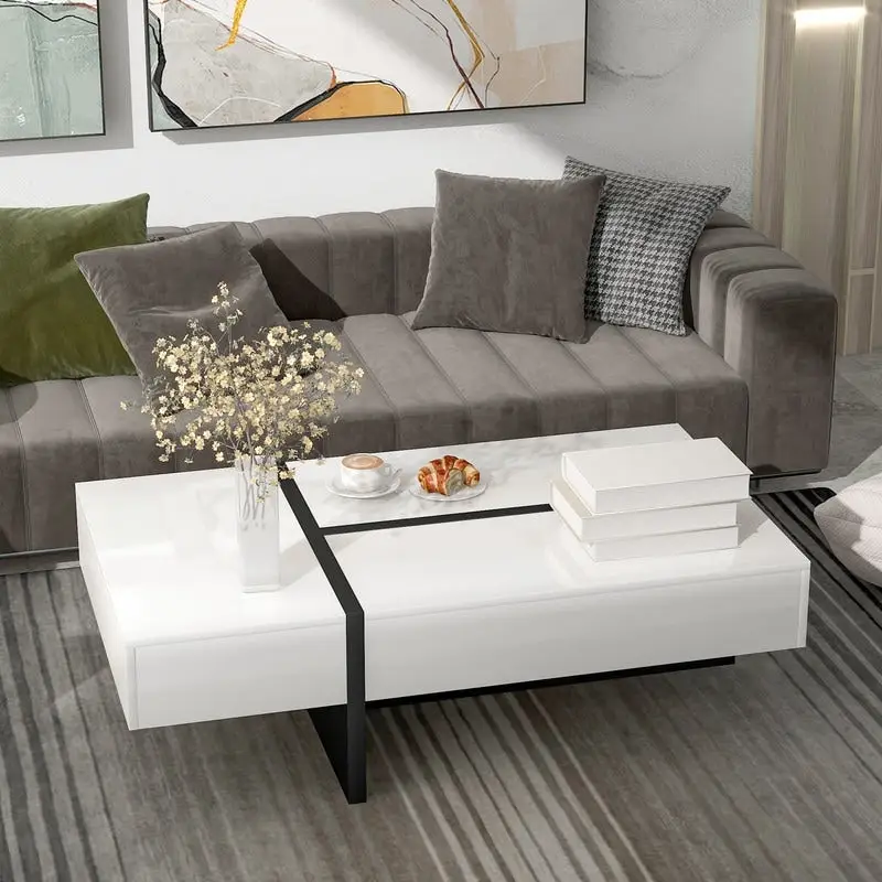 45.2 Modern High Gloss Surface Coffee Table By Aoolive