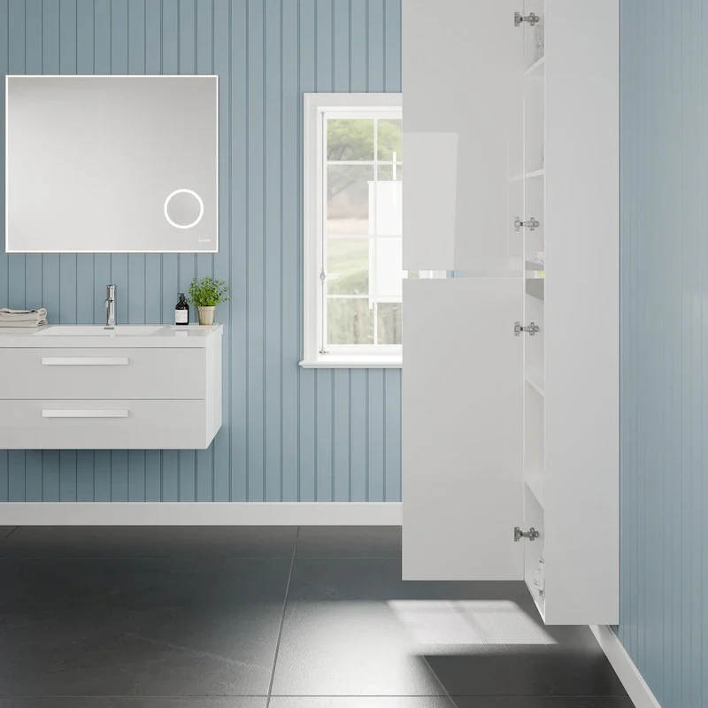 Eviva Olivia 14 in-W x 70 in-H Glossy White Freestanding Linen Cabinet