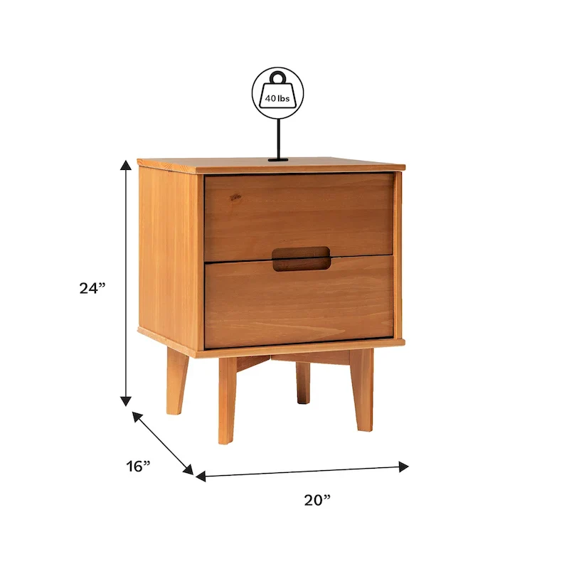 Middlebrook Mid-Century Solid Wood 2-Drawer Nightstand, Set of 2