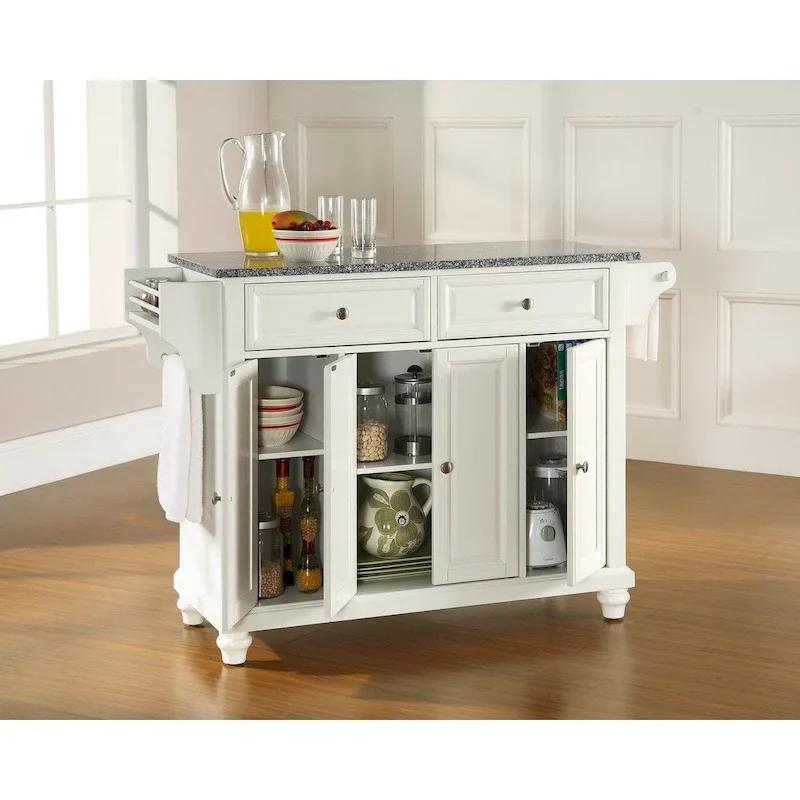 Kitchen Island with Granite Top – White Finish