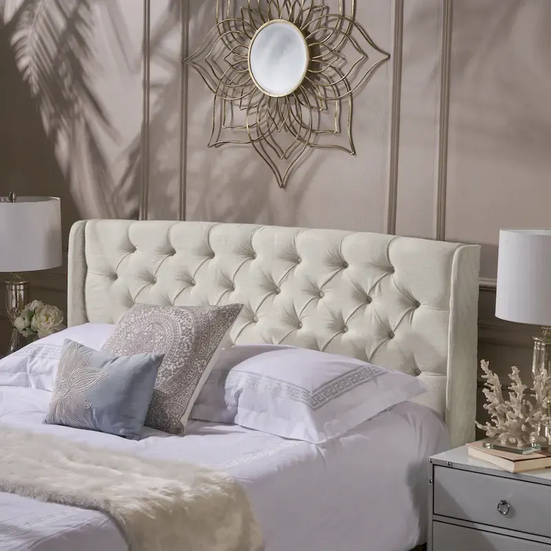 Queen Wingback Headboard - Button Tufted Diamond Stitch