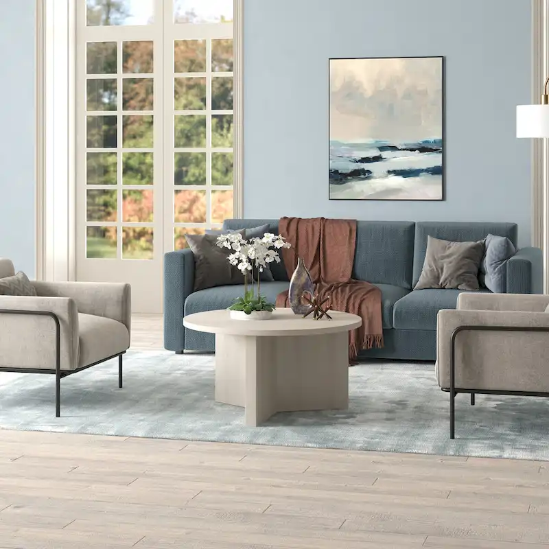 Multi-Color Round X-Base Coffee Table – Scandinavian Style, 1–2 Person Use