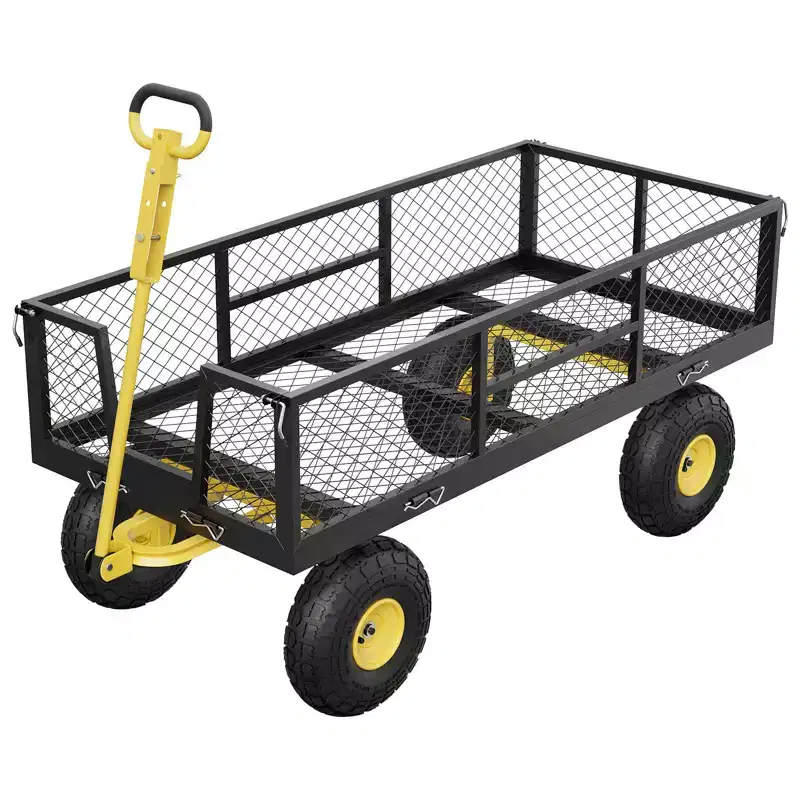 900LBS Heavy Duty Garden Cart - 10 Pneumatic Tires Utility Wagon with Removable Sides (1-Piece)