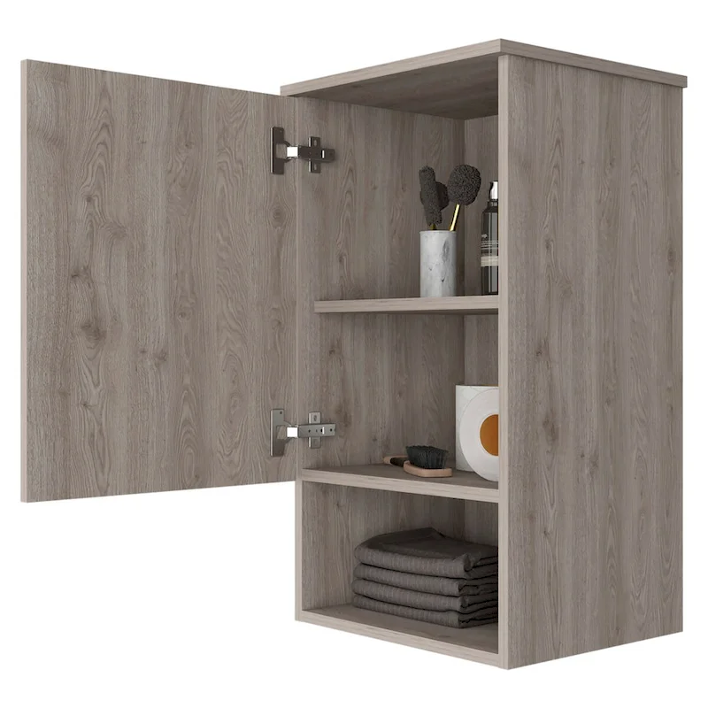 Medicine Cabinet , Two Internal Shelves, Light Oak / White Finish