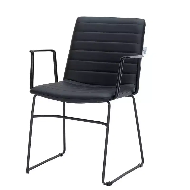 LeisureMod Ergonomic Office Chair Upholstered in Leather/Polyester with Powder-Coated Stainless Steel Frame Padded Seat and Back Zylar Collection