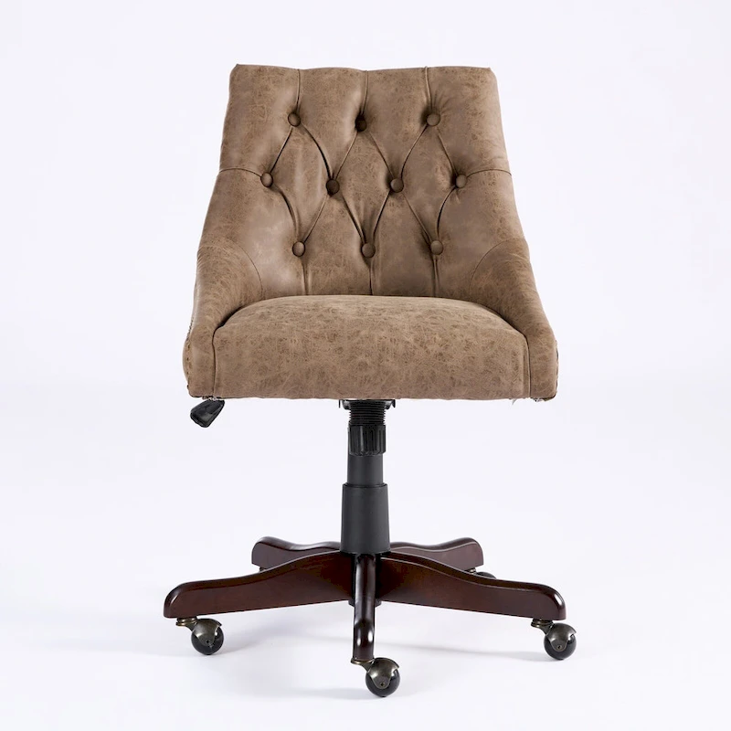 Medieval Retro Style Sheepskin Pattern Fabric Home Office Chair with Lift,Swivel and Recline Functions