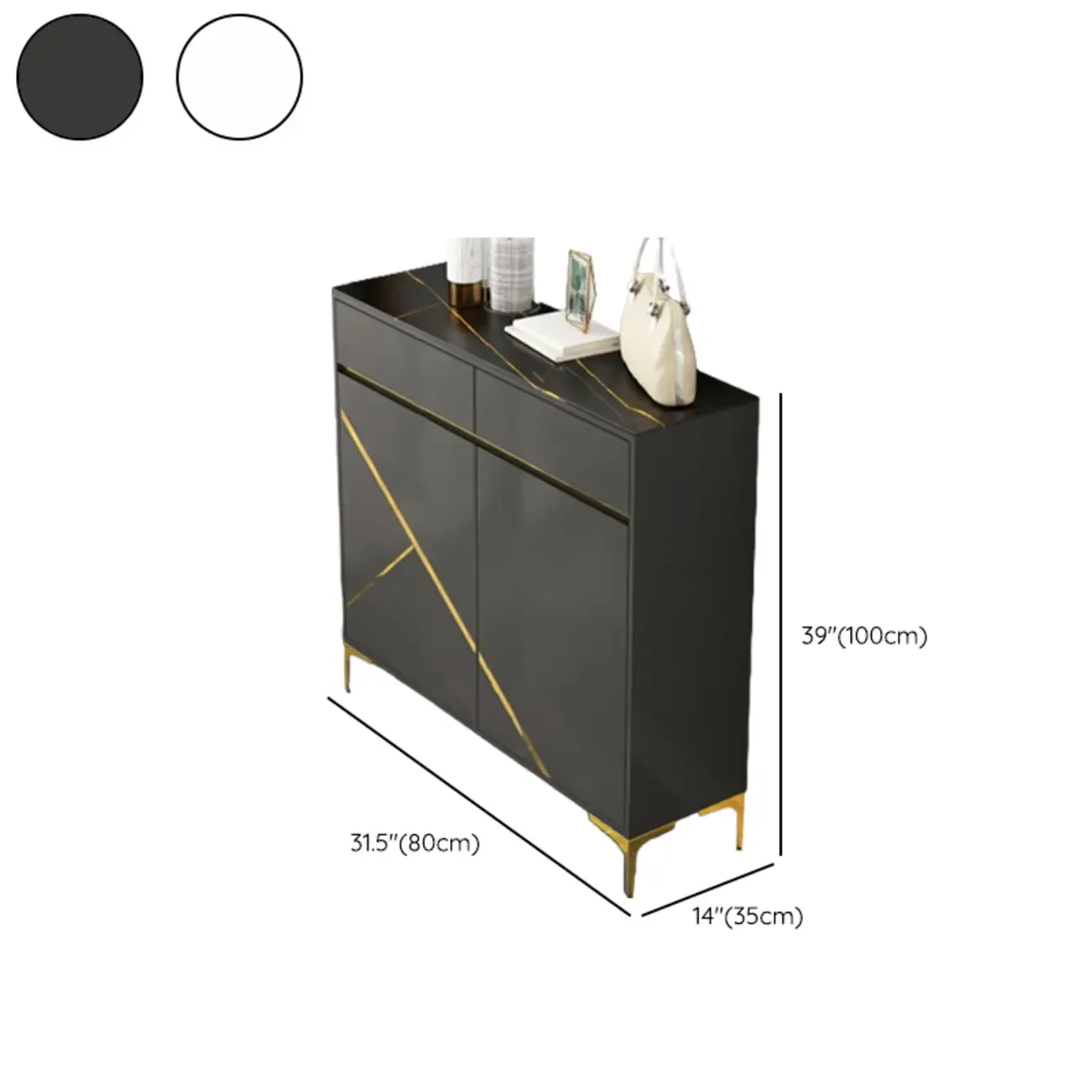 Trendy Gray Wood Shoe Cabinet with Drawers & Display Top