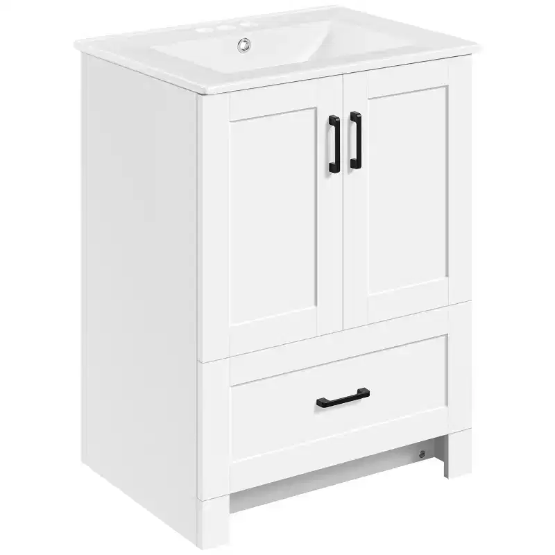 Yaheetech 34inch Floor Bathroom Vanity with Sink, White