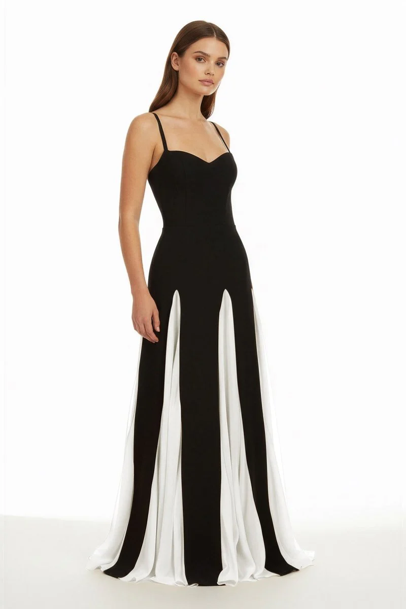 White - Spaghetti Straps Sleeveless A Line Satin Long Prom Dresses