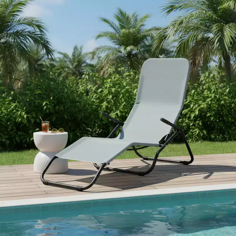 Gymax 2PC Folding Patio Rocking Zero Gravity Recliner Sun Lounger