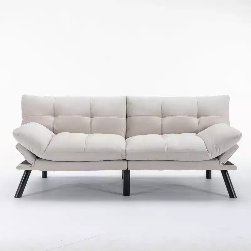 Homy Casa Modern Convertible Futon Sofa Bed with Adjustable Backrest and Plush Cushion, for Living Room or Guest Space