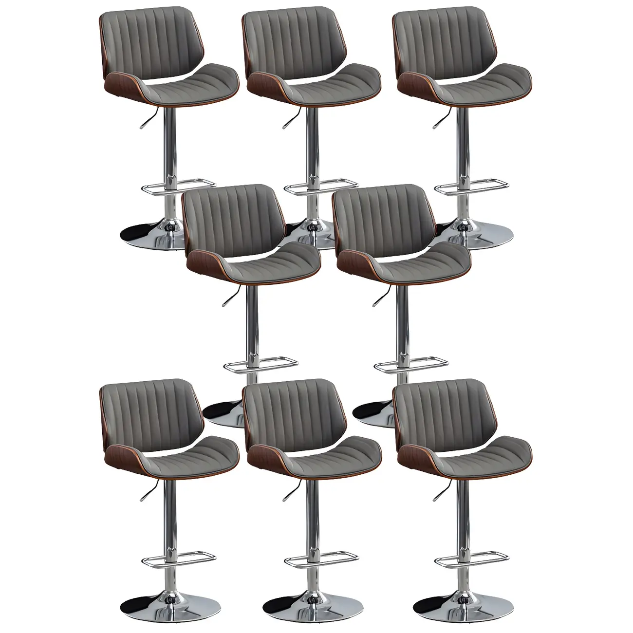 Elegant Wood Leather Red Swivel Adjustable Bar Stool