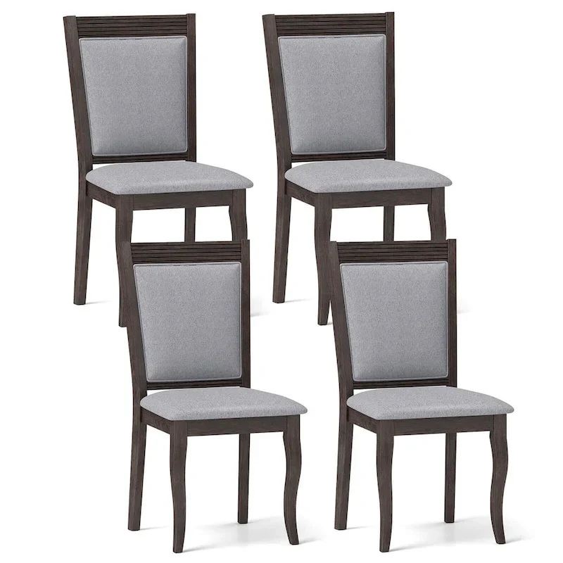Costway Wood Dining Chairs Set of 2/4 with Rubber Wood Frame Padded