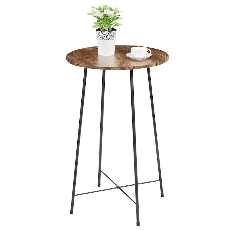 35.4  High Round Bar Table, Industrial Style Wood Top Bistro Pub/Breakfast Table
