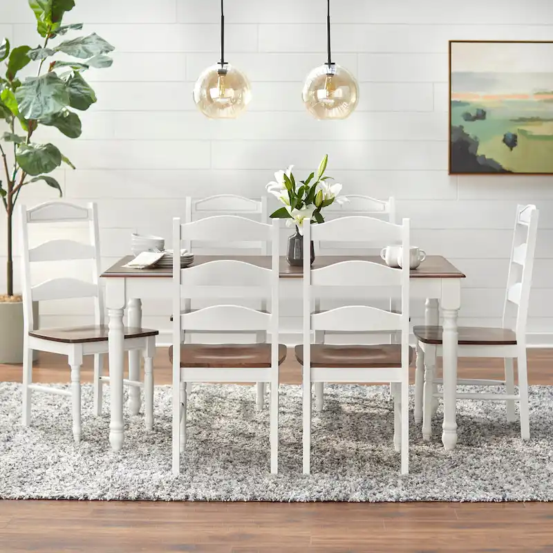 Walnut/White Rubberwood Rectangular Table - Walnut