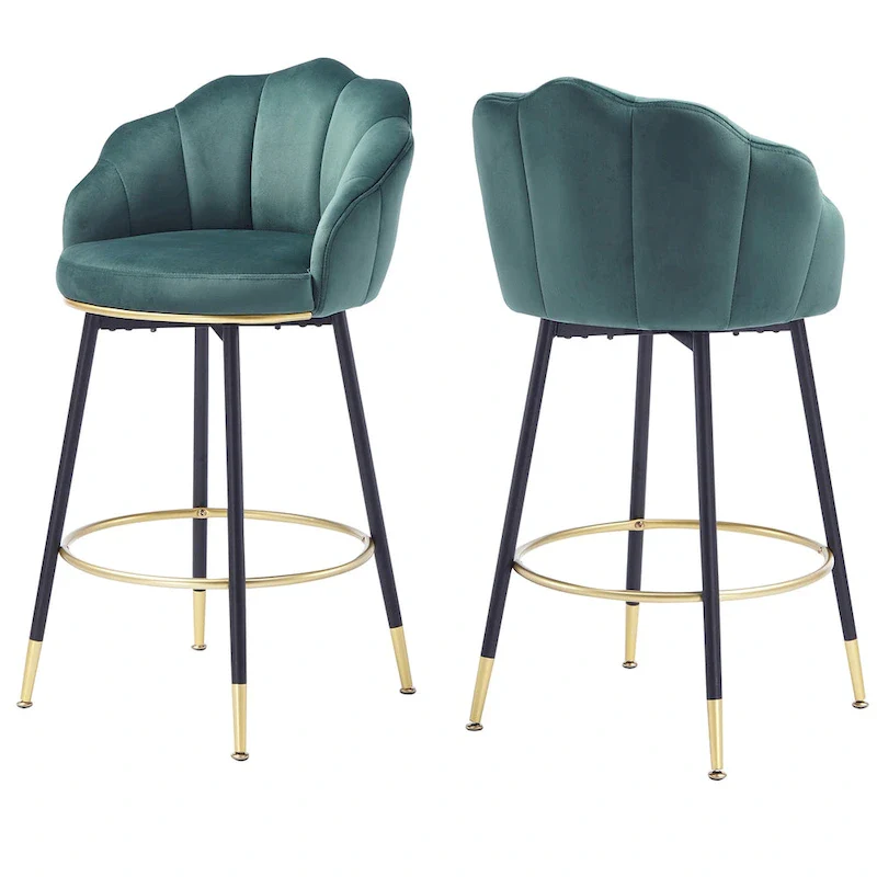 Modern Swivel Bar Stools With Backs – Set of 2, Stylish Kitchen Counter Seating