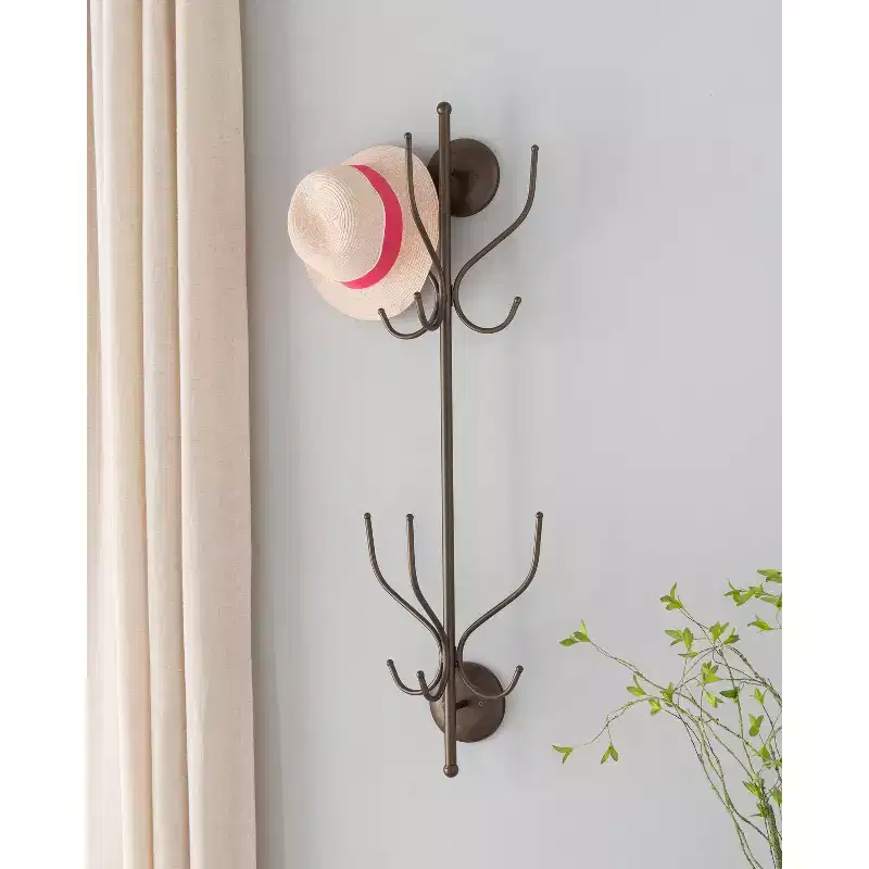 Kings Brand Furniture  Nino Metal 12 Hook Wall Mount Coat & Hat Rack, Pewter