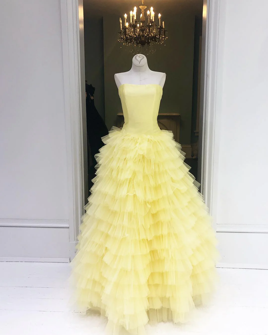 Quinceanera Dress Strapless Yellow Prom Dresses Ball Gown
