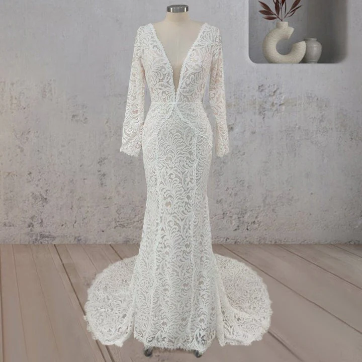 Mermaid Whisper Lace Embroidery Bridal Gown Wedding Dress