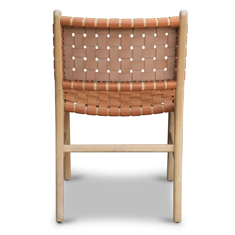 Poly and Bark Banda Teak & Leather Dining Chair - Solid Teak Wood Frame