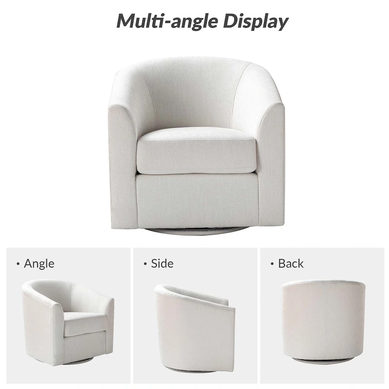 Cuenca Modern Upholstered Barrel Chair with Swivel Base Set of 2