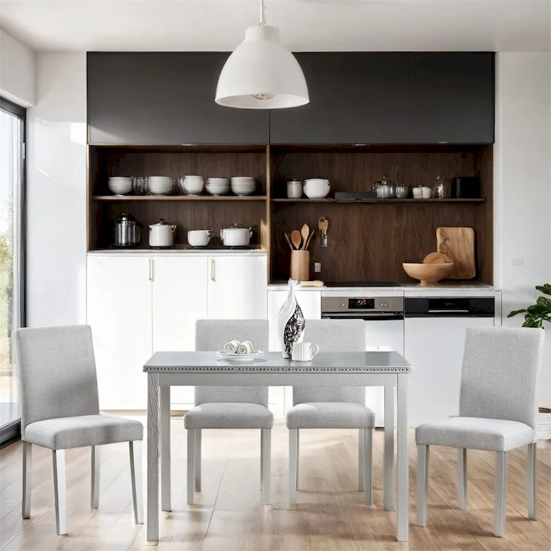 5-piece Wood Dining Counter Height Table and Chair Set