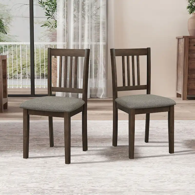 Modern 5-Piece Dining Set with Square Table & 4 Slat Back Upholstered Chairs