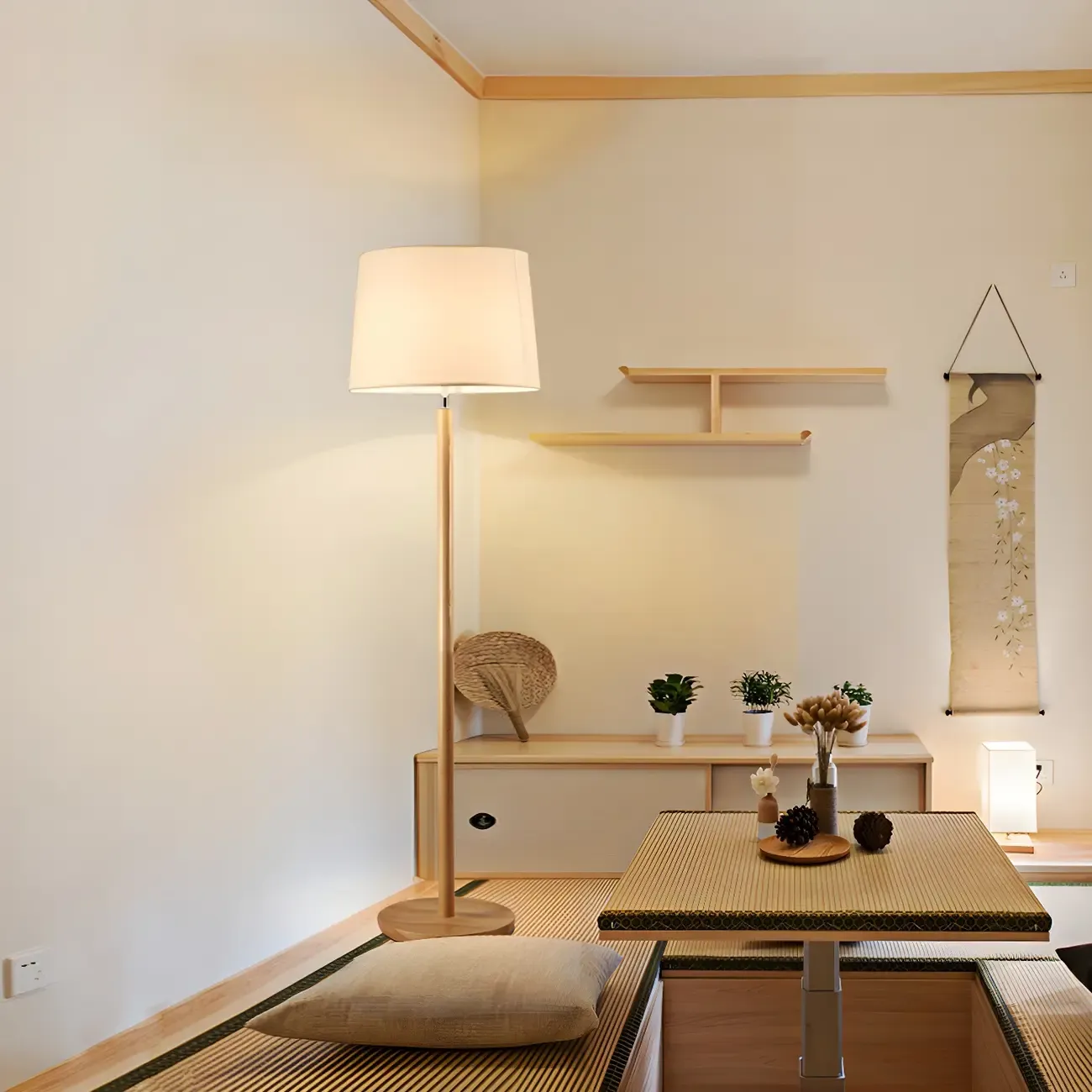 Modern Wood Standing Traditional Floor Lamp for Living Room