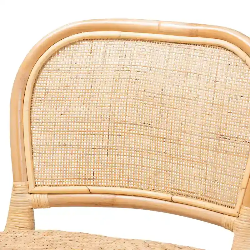 Adrena Modern Bohemian Natural Brown Rattan Stool