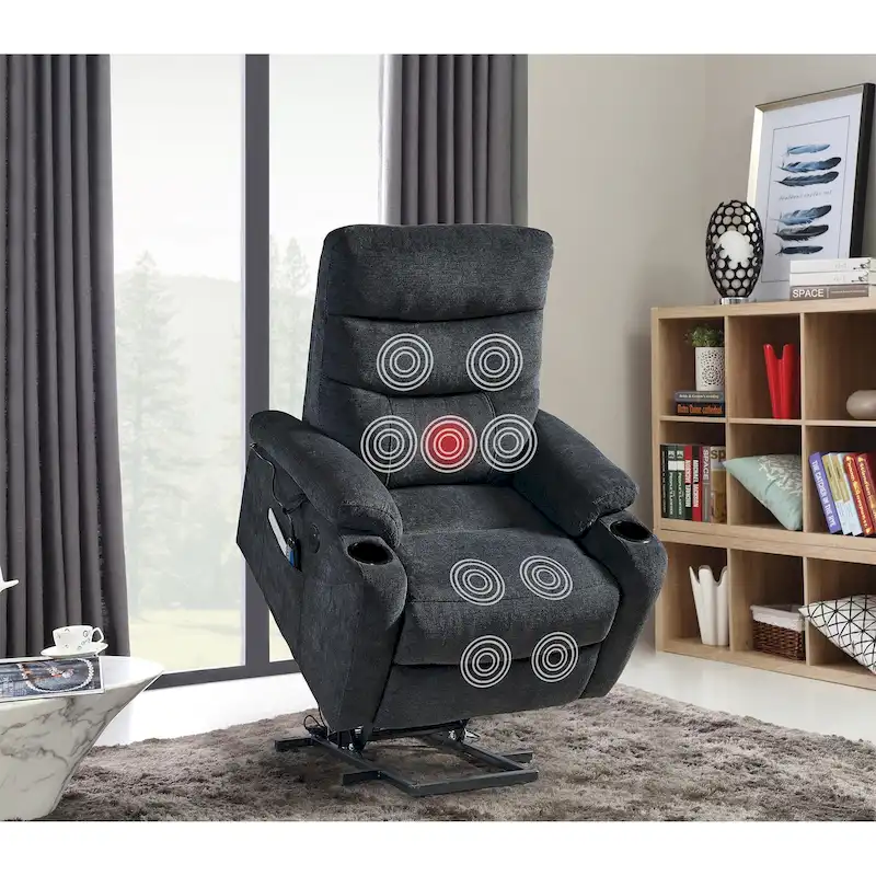 Electric Power Lift Recliner with Massage, Heat, and Convenient Features