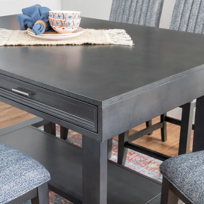 Grey Wooden 7-Piece Counter Height Dining Table