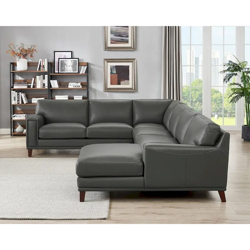 Hydeline Hayward Top Grain Leather Sectional Sofa with Chaise