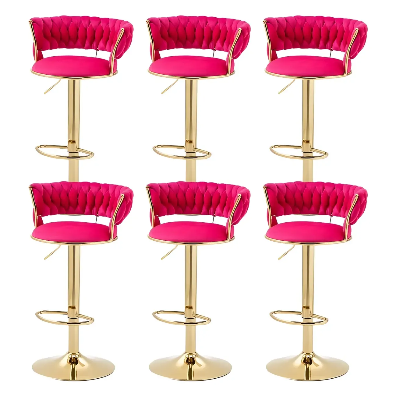 Gold Base Low Back Adjustable Swivel Bar Stool