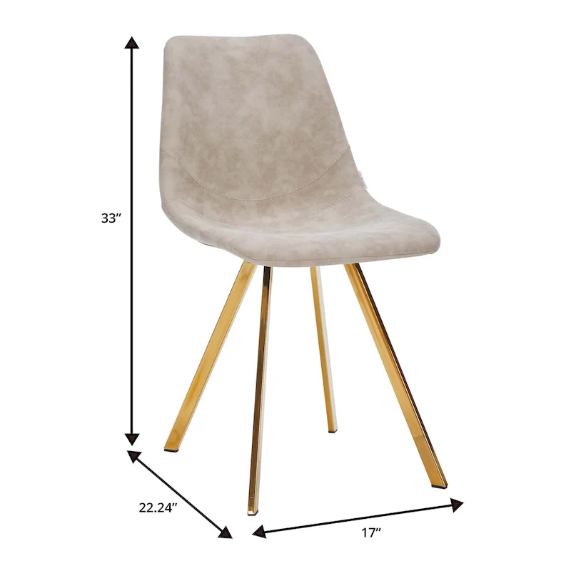Markley Leather Dining Chair With Gold Metal Legs Modern Accent Side Chair
