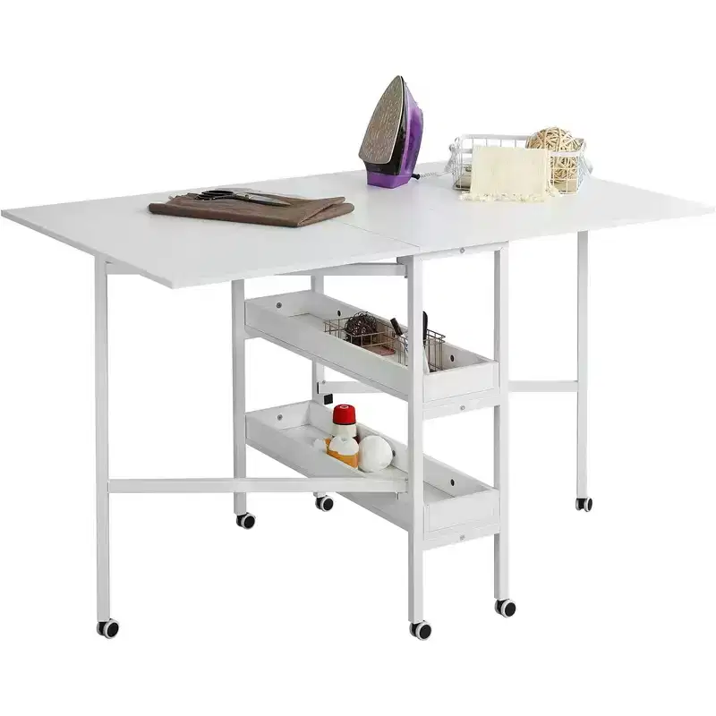 Erommy Home Hobby Craft Table for Home Office Sewing Room Craft Room, Fixed Height 35.5in
