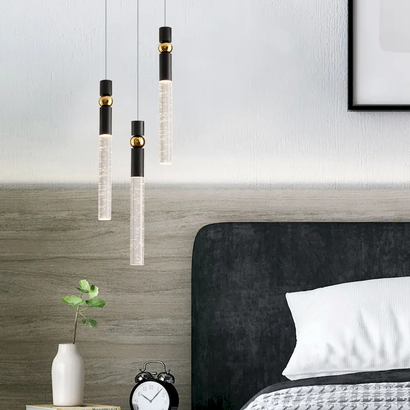 3-Light LED Crystal Pendant Light, Dimmable Ceiling Hanging Light Fixture